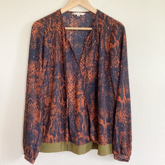 Cabi 101 Border Wrap Snake Print Tie Blouse Sz M - Picture 1 of 7